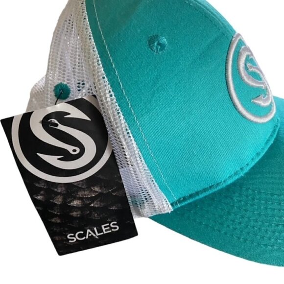 NWT Scales Aqua & White Hooks Hat One Size - Picture 4 of 5